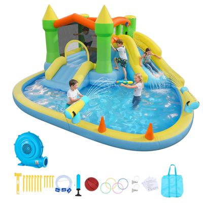 VEVOR Château Gonflable Aire de Jeux Enfant 382x398x197 cm Deux Toboggans
