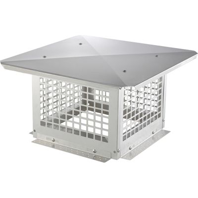 VEVOR Chapeau cheminée 305x305 mm, inox 304, anti-oiseaux, pare-vent. Base carrée.