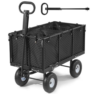 VEVOR Chariot de Jardin en Acier Chariot Transport Max. 544,3 kg Tractable Noir