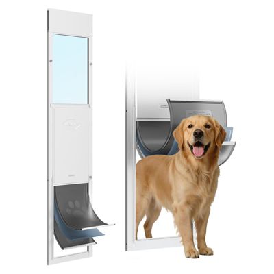 VEVOR Chatière pour Porte en Verre Coulissante pour Chiens Taille XL Rabat Isolé