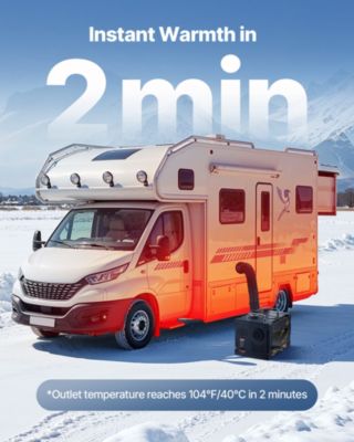 VEVOR Chauffage diesel 8kW 12 24V portable tout-en-un. Contrôle par appli Bluetooth, télécommande, écran LCD. Réservoir 7L.
