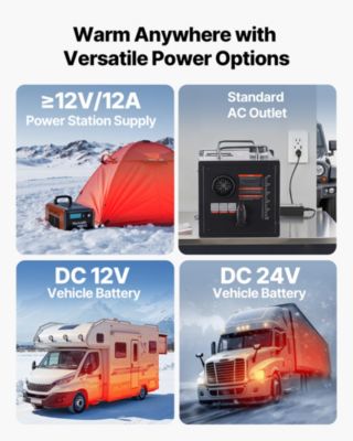 VEVOR Chauffage diesel 8kW 12 24V portable tout-en-un. Contrôle par appli Bluetooth, télécommande, écran LCD. Réservoir 7L.