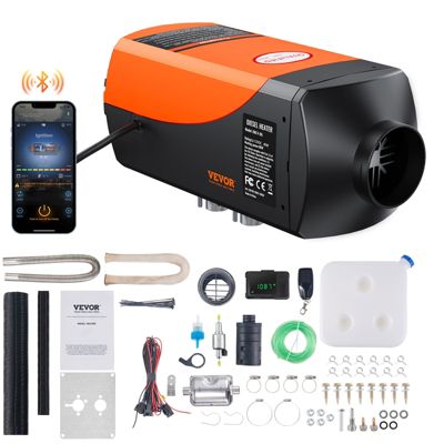 VEVOR Chauffage diesel 8kW 12V, 0.16-0.62 L h, reglable 8-36Celsius, controle intelligent LCD Bluetooth, telecommande.