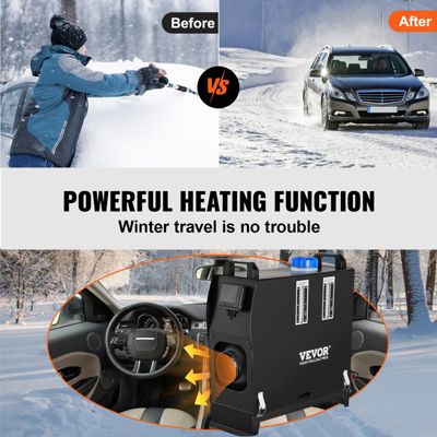 VEVOR Chauffage stationnement diesel tout-en-un 8kW 12V, chauffage rapide, commutateur LCD, accessoires complets.