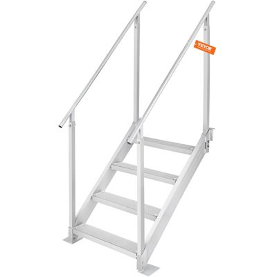 VEVOR Échelle de quai hauteur réglable 75-96cm, 4 marches aluminium, charge 226kg, pour bateaux, piscines.