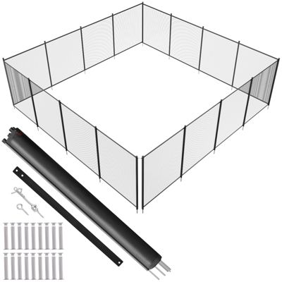 VEVOR Clôture de Piscine 1,21x14,63 m, Barrière Amovible Pliable, Aluminium, Maille PVC.