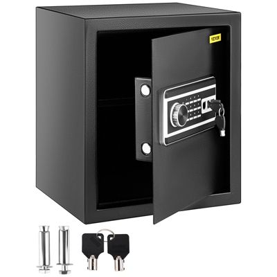 VEVOR Coffre-fort biométrique 48L, empreintes combi clés, acier anti-effraction, 4 types, noir.