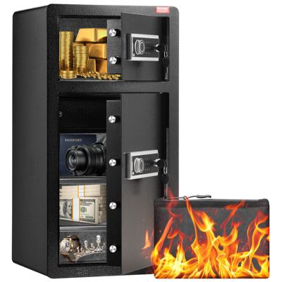 VEVOR Coffre-fort double porte 156L, déverrouillage clé mot de passe, sac ignifuge, LED.