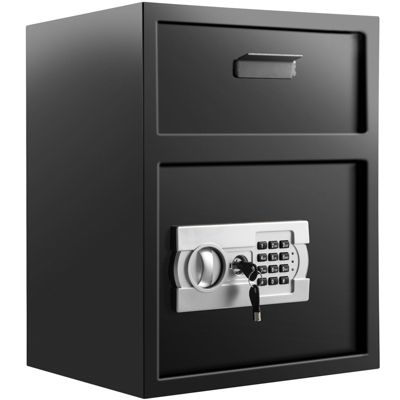 VEVOR Coffre-fort fente dépôt antivol, électronique acier carbone, ignifuge, 2 clés 2 codes, LCD.