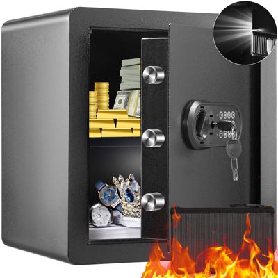 VEVOR Coffre-fort numérique 51L, 2 types déverrouillage mot de passe clés, acier anti-effraction, alarme.
