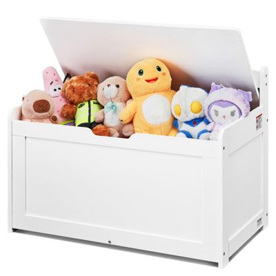 VEVOR Coffre jouets bois enfants, couvercle rabattable, sécurité, blanc.