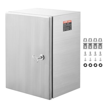 VEVOR Coffret électrique inox, 40x30x15 cm, IP66, plaque montage. Verrou, pour équipements extérieur.