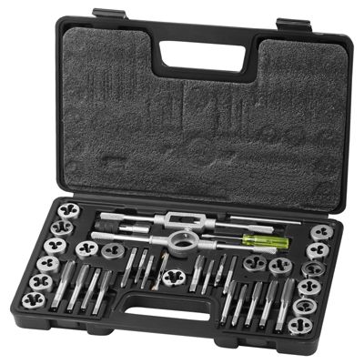 VEVOR Coffret tarauds et filières 40 pièces M3-M12, mallette, pour construction, réparation auto, plomberie.