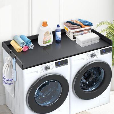 VEVOR Comptoir lave-linge/sèche-linge, 3 panneaux épissure, bois, antidérapant, eau, noir.