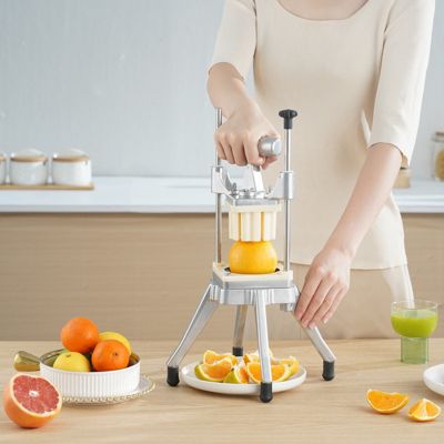 VEVOR Coupe-frites professionnel manuel avec 4 lames inox 12.7/6.4/9.5mm et coupeur 6 quartiers. Pour cuisine, restaurant.