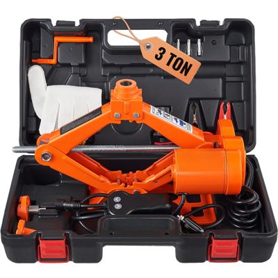 VEVOR Cric losange électrique 3T 12V, levée 130-370 mm, avec manivelle, coffret dépannage pour SUV.