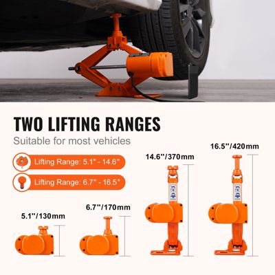VEVOR Cric losange électrique 3T 12V, levée 130-370 mm, avec manivelle, coffret dépannage pour SUV.
