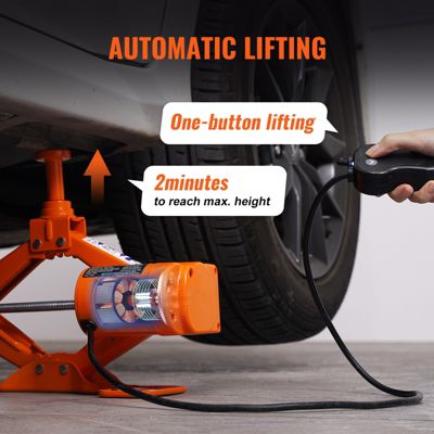 VEVOR Cric losange électrique 3T 12V, levée 130-370 mm, avec manivelle, coffret dépannage pour SUV.