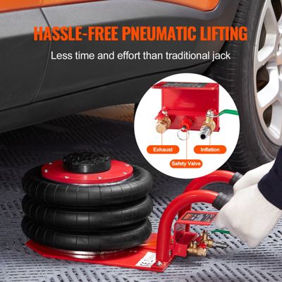 VEVOR Cric pneumatique 3T 140-450 mm, 0,8-1,0 MPa, coussins d'air, levage rapide facile, portable rouge.