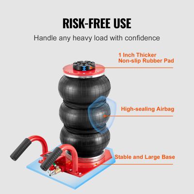 VEVOR Cric pneumatique 3T 140-450 mm, 0,8-1,0 MPa, coussins d'air, levage rapide facile, portable rouge.