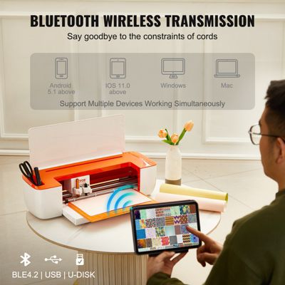 VEVOR Découpe vinyle avec Bluetooth, compatible iOS Android Windows Mac, designs inclus, cartes déco.
