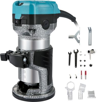 VEVOR Défonceuse 800W, 10000-30000 tr/min, kit compact avec base fixe et mèches 6+8mm pour le bois.