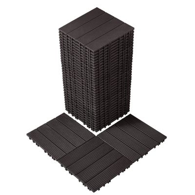 VEVOR Dalles terrasse emboîtables, lot 36, 300x300 mm, plastique imperméable. Marron foncé.