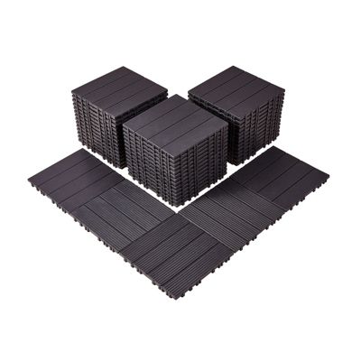 VEVOR Dalles terrasse emboîtables, lot 54, 300x300 mm, plastique, marron foncé.