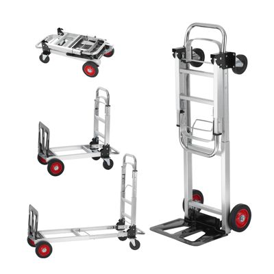 VEVOR Diable pliant aluminium 2-en-1, charge 181 kg, convertible chariot plate-forme, roues caoutchouc.