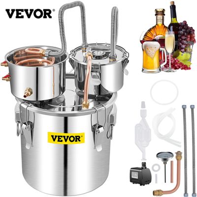 VEVOR Distillateur Alambic 50 L, Chaudière à Spiritueux Inox 6,92 kg, Refroidissement Rapide avec Pompe.