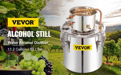 VEVOR Distillateur Alambic 50L, chaudière inox 6.92kg, refroidissement rapide avec pompe à eau.