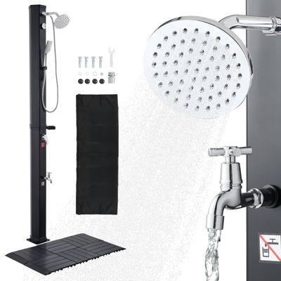 VEVOR Douche Solaire Extérieur 40 L avec Robinet Lavage Pieds Kit Plancher Noir