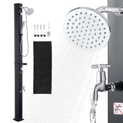VEVOR Douche Solaire Extérieur 40 L Robinet Lavage Pieds Eau Chaude Froide Noir