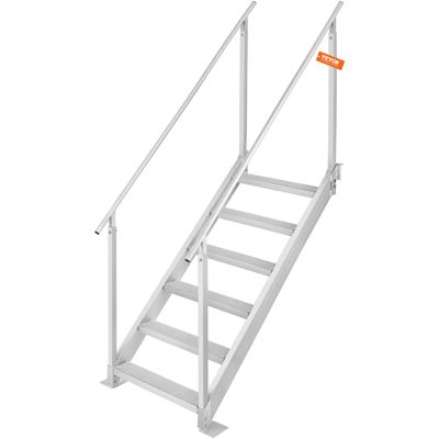 VEVOR Echelle de ponton, hauteur réglable 109-130 cm, 6 marches aluminium, charge 226 kg. Pour bateaux, piscine.