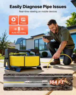VEVOR Endoscope Caméra Wi-Fi Caméra Inspection Canalisation Câble 50 m ...