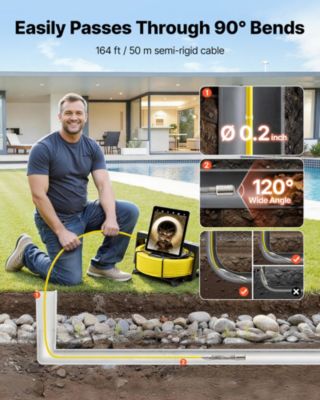 VEVOR Endoscope Caméra Wi-Fi Caméra Inspection Canalisation Câble 50 m ...