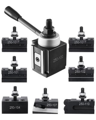 VEVOR Ensemble 8 poteaux à changement rapide pour tour 152,4-305 mm. Porte-outil type cale, acier durable.
