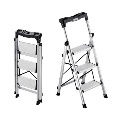 VEVOR Escabeau Pliant Marchepied 3 Marches 150 kg en Alliage Aluminium Argenté