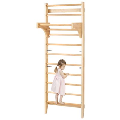 VEVOR Espalier bois massif, échelle suédoise 10 niveaux, charge 99,8 kg. Barre traction, gym.