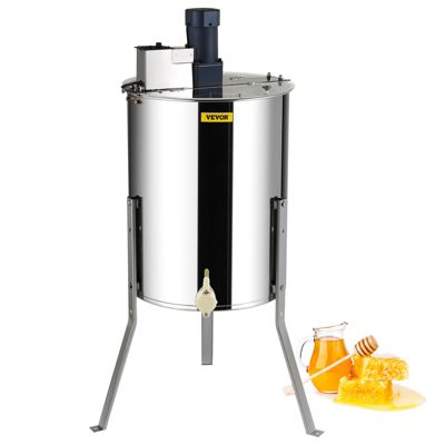 VEVOR Extracteur de miel électrique 4 8 cadres 140W inox, couvercle, hauteur réglable, apiculture.