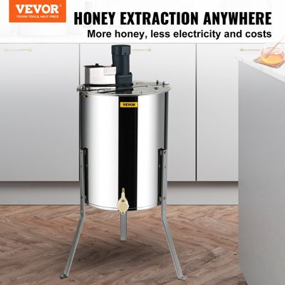 VEVOR Extracteur de miel électrique 4 8 cadres 140W inox, couvercle, hauteur réglable, apiculture.