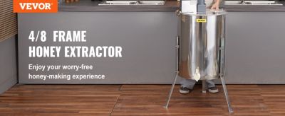 VEVOR Extracteur de miel électrique 4 8 cadres 140W inox, couvercle, hauteur réglable, apiculture.