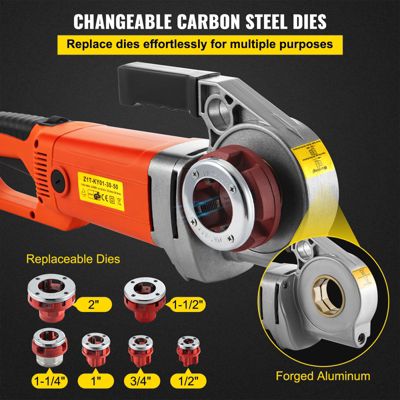 VEVOR Fileteuse de Tuyau Electrique 2300 W, Filière 1,27-5 cm, 6 ...