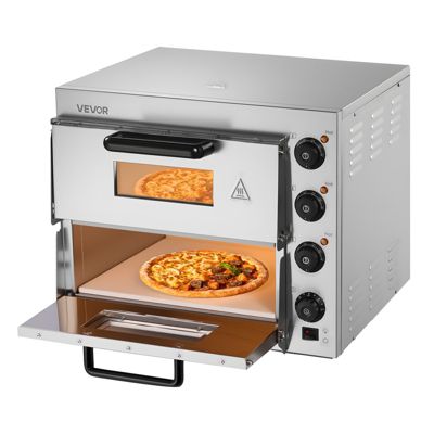 VEVOR Four pizza électrique 40,6 cm, 2 niveaux, inox. Pierre, poignée, 350  C. Pour cuisine.