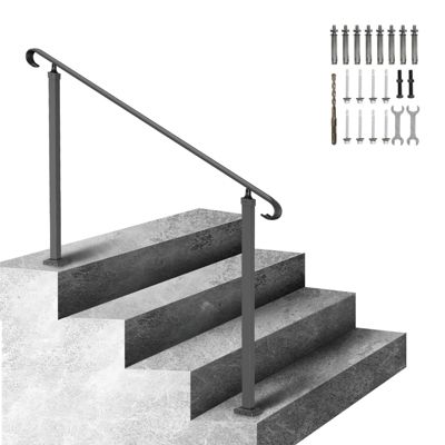 VEVOR Garde-corps fer forgé 3 marches, réglable 48cm, angle 0-52.8 , 140x13.2x97.4cm pour sécurité escaliers.