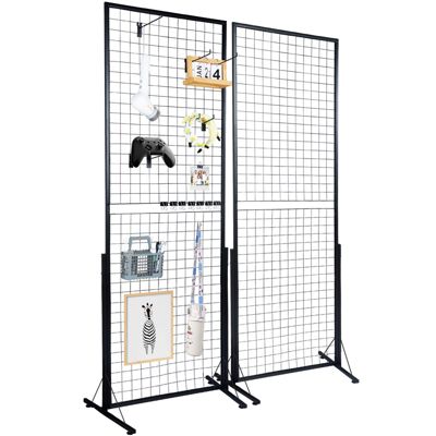VEVOR Grille exposition sur pied 2 PCs, acier 617x1716 mm, charge 27 kg, accessoires, installation facile.