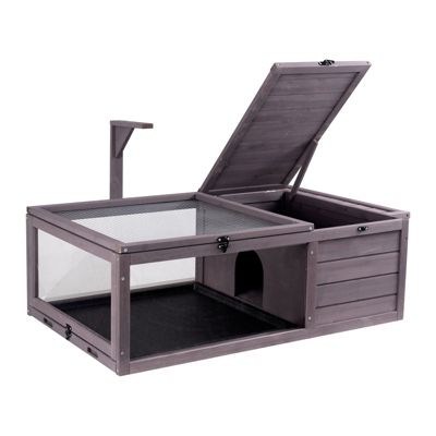 VEVOR Habitat tortue en bois pour intérieur/extérieur, avec support éclairage, 96x61x33cm, pour reptiles.