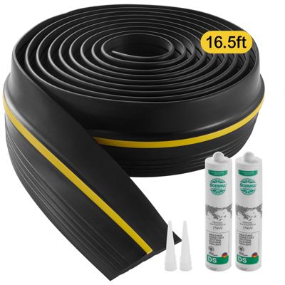 VEVOR Joint porte garage 5 m, seuil étanchéité universel, PVC. Adhésif, résiste intempéries, noir.