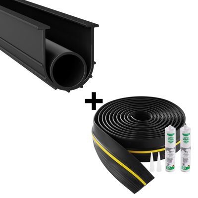 VEVOR Joint porte garage 6m, seuil étanchéité U+O, 2pcs, PVC, adhésif, noir.