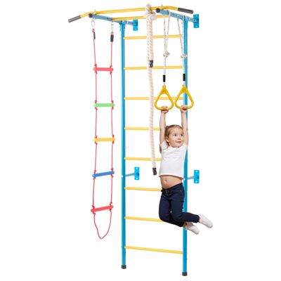 VEVOR Jungle gym intérieur 5-en-1, échelle suédoise acier. Barre traction, corde, anneaux. Charge 220 lb.